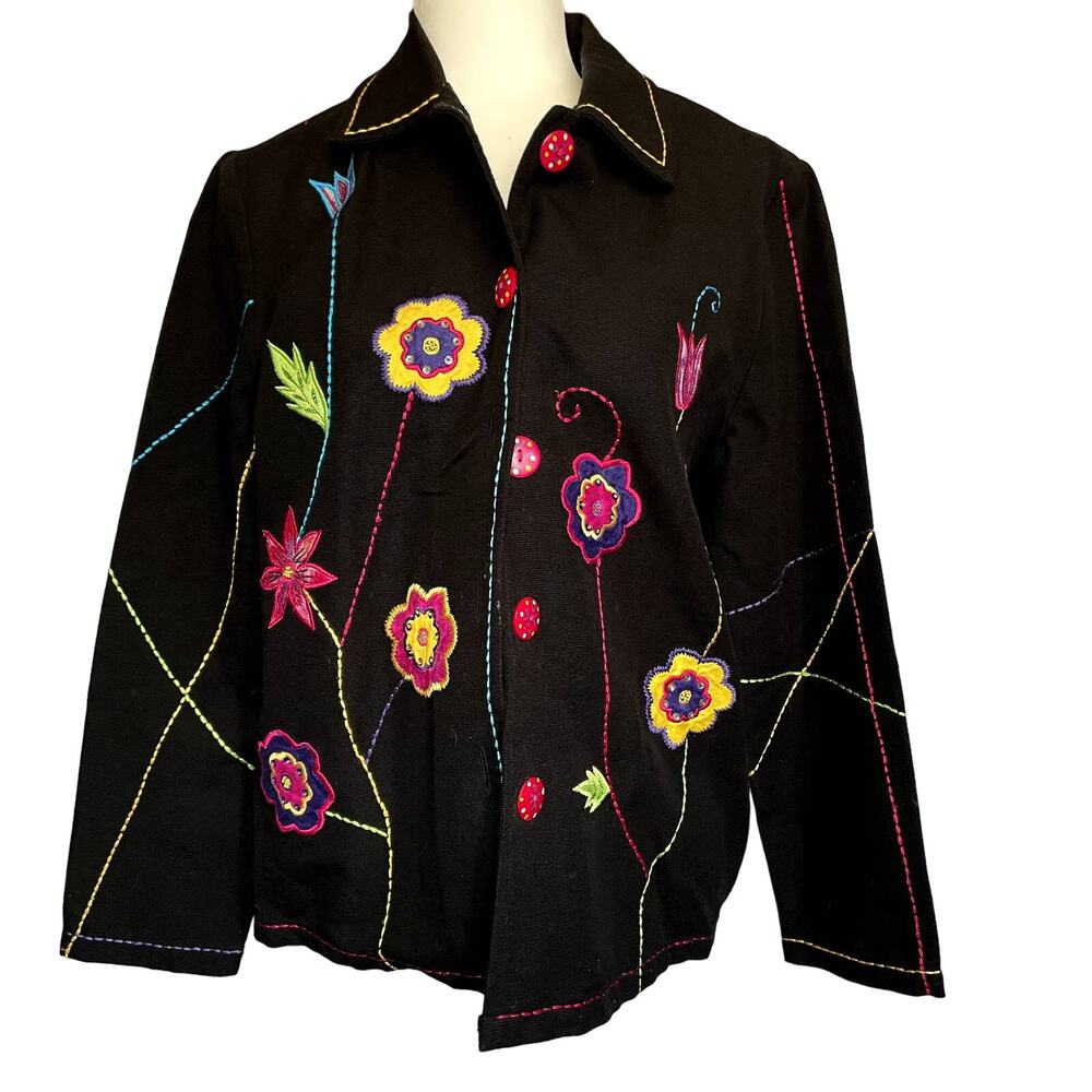 Draper's & Damon's Size Small Blazer Jacket India Flowers embroidered